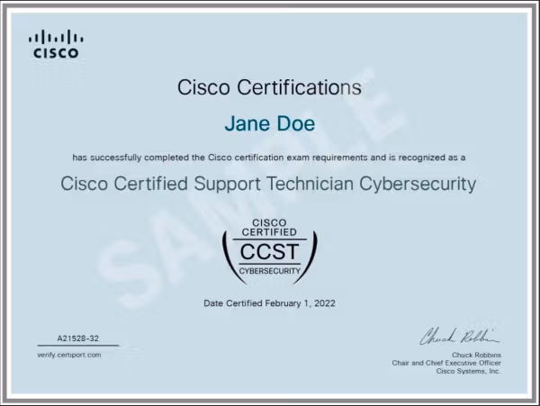 Cisco Certified Support Technician (CCST) Cybersecurity