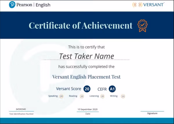 (Pearson ELL) Versant English Placement Test