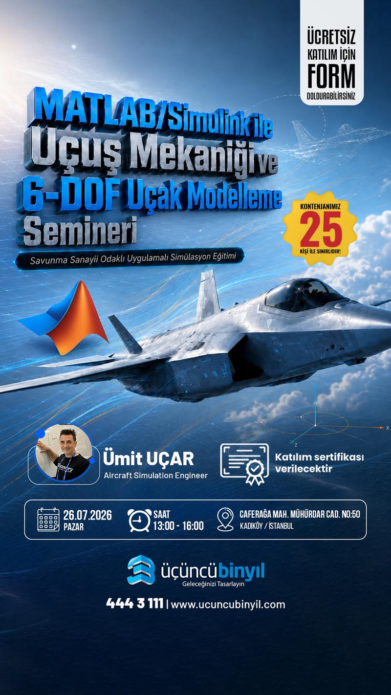 MATLAB/Simulink ile 3 Saatte Uçuş Mekaniğine Giriş ve 6-DOF Modelleme